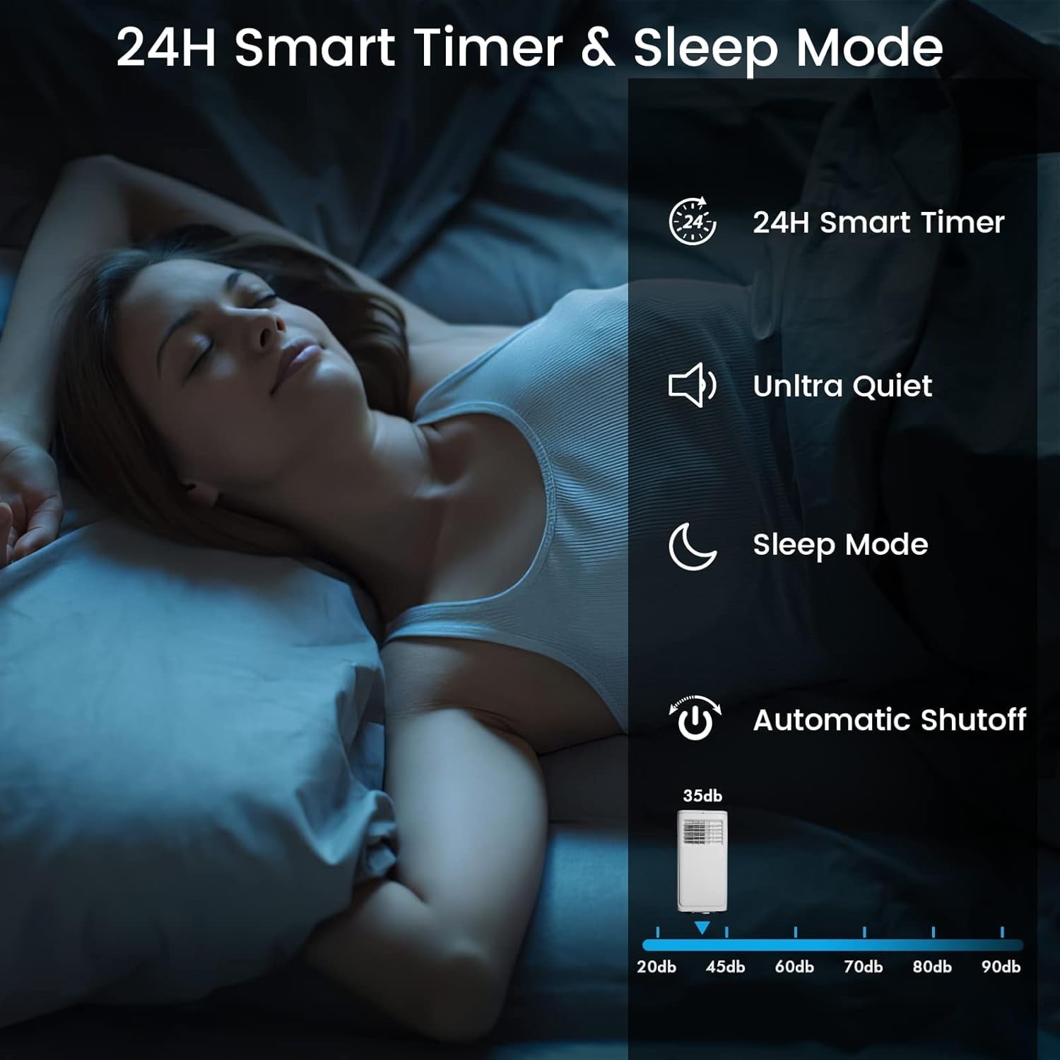 Bossin 8000BTU (Ashrae), 5000BTU(SACC) 3-in-1 Portable Air Conditioners with Remote Control,Quiet Room Portable AC Cooler - 880v