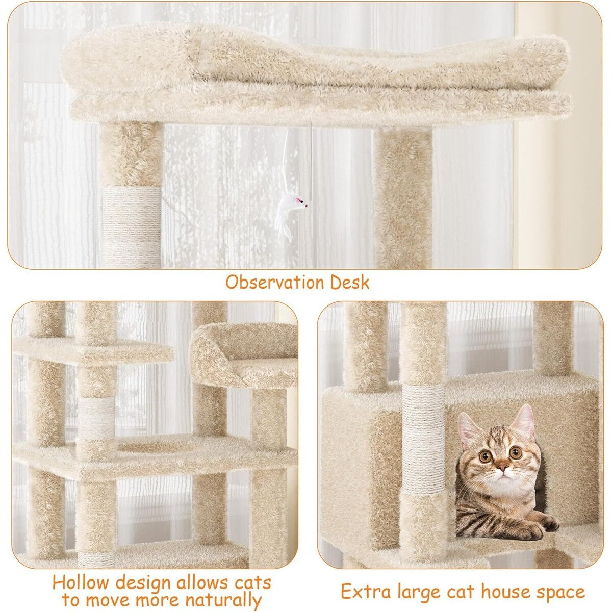 Cat Tree, Multi-Level Cat Tower Condo with Scrating Post
