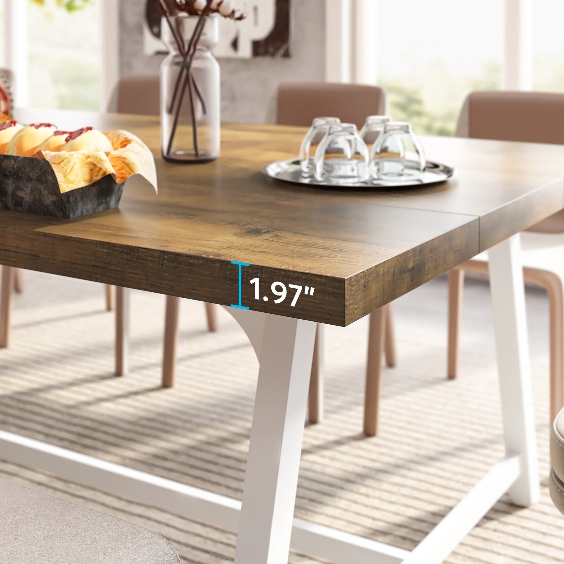 Dining Table for 8 People, 70.87-inch Rectangular Wood Kitchen Table