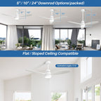 48 and 52 Integrated LED Ceiling Fan with Light and Remote, Reversible DC Motor