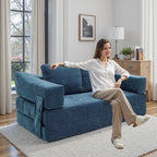 70.87 Upholstered Convertible Sleeper Sofa, Convertible Chair Floor Couch Comfy Sofa for Living Room, Bedroom, Chenille Fabric