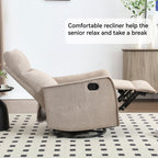 8 Point Massage Manual Recliner Chair Fabric Swivel Rocking Chair Single Sofa Armchair with Rocker and Lumbar Heating