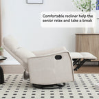 8 Point Massage Manual Recliner Chair Fabric Swivel Rocking Chair Single Sofa Armchair with Rocker and Lumbar Heating