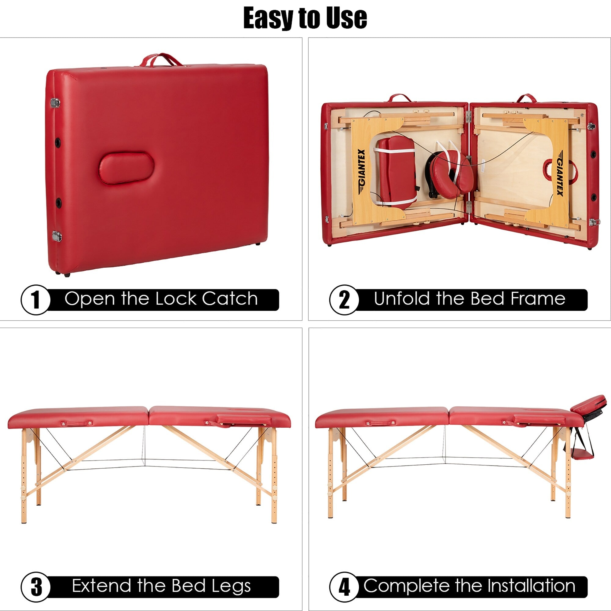 84''L Portable Massage Table Adjustable Facial Spa Bed Tattoo w/ Carry