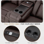 AECOJOY Recliner Sofa Manual RV Reclining Couch PU Home Theater Seating w/ Console