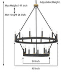 Acroma 20-light Modern Farmhouse 40In Round Wagon Wheel Chandelier with UL