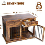 BOSSIN 44 Inch Large Dog Crate Furniture, Wooden Dog Kennel End Table with Storage Drawers, Decorative Pet Crates Dog House