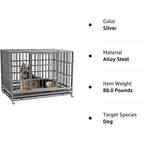 BOSSIN 48/38 inch Heavy Duty Indestructible Dog Crate, Escape Proof Dog Cage Kennel with Lockable Wheels