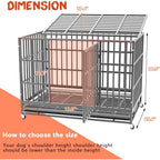 BOSSIN 48/38 inch Heavy Duty Indestructible Dog Crate, Escape Proof Dog Cage Kennel with Lockable Wheels