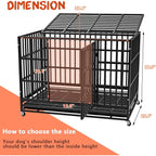 BOSSIN 48/38 inch Heavy Duty Indestructible Dog Crate, Escape Proof Dog Cage Kennel with Lockable Wheels
