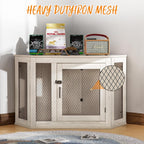 BOSSIN Corner Dog Crate Furniture,44/52 inch Wooden Dog Kennel Furniture with Mesh,Decorative Wood Dog House for Indoor use