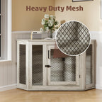 BOSSIN Corner Dog Crate Furniture,44/52 inch Wooden Dog Kennel Furniture with Mesh,Decorative Wood Dog House for Indoor use