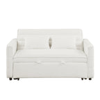 Beige 55.12 Boucle Loveseat Convertible Pull-Out Sofa Bed with Adjustable Back and 2 Waist Pillows for Living Room
