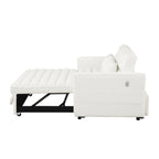 Beige 55.12 Boucle Loveseat Convertible Pull-Out Sofa Bed with Adjustable Back and 2 Waist Pillows for Living Room