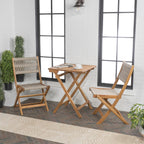 Cadiz Modern Coastal 3-Piece Acacia Wood Outdoor Folding Bistro Set, by JONATHAN Y