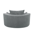 Chenille Accent Barrel Chair Lounge Chair, Round Sofa Chair Armchair with 360-Degree Swivel Base and 3 Removable Pillows