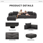 Cloud Modular Sofa Sectional 144 with Ottoman - Plush Chenille Fabric Living Room Couch