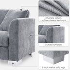 Cloud Sectional Sofa,L-Shaped Luxury Couch Set With 2 Free Pillows,4-Seat Chenille Indoor Furniture With Oversized Chaise