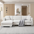 Cloud Sectional Sofa,L-Shaped Luxury Couch Set With 2 Free Pillows,4-Seat Chenille Indoor Furniture With Oversized Chaise