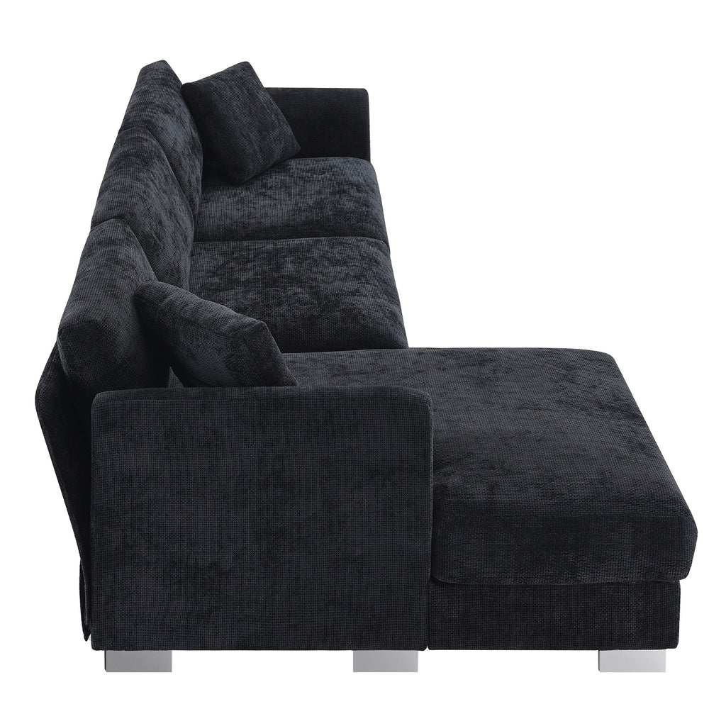 Cloud Sectional Sofa,L-Shaped Luxury Couch Set With 2 Free Pillows,4-Seat Chenille Indoor Furniture With Oversized Chaise