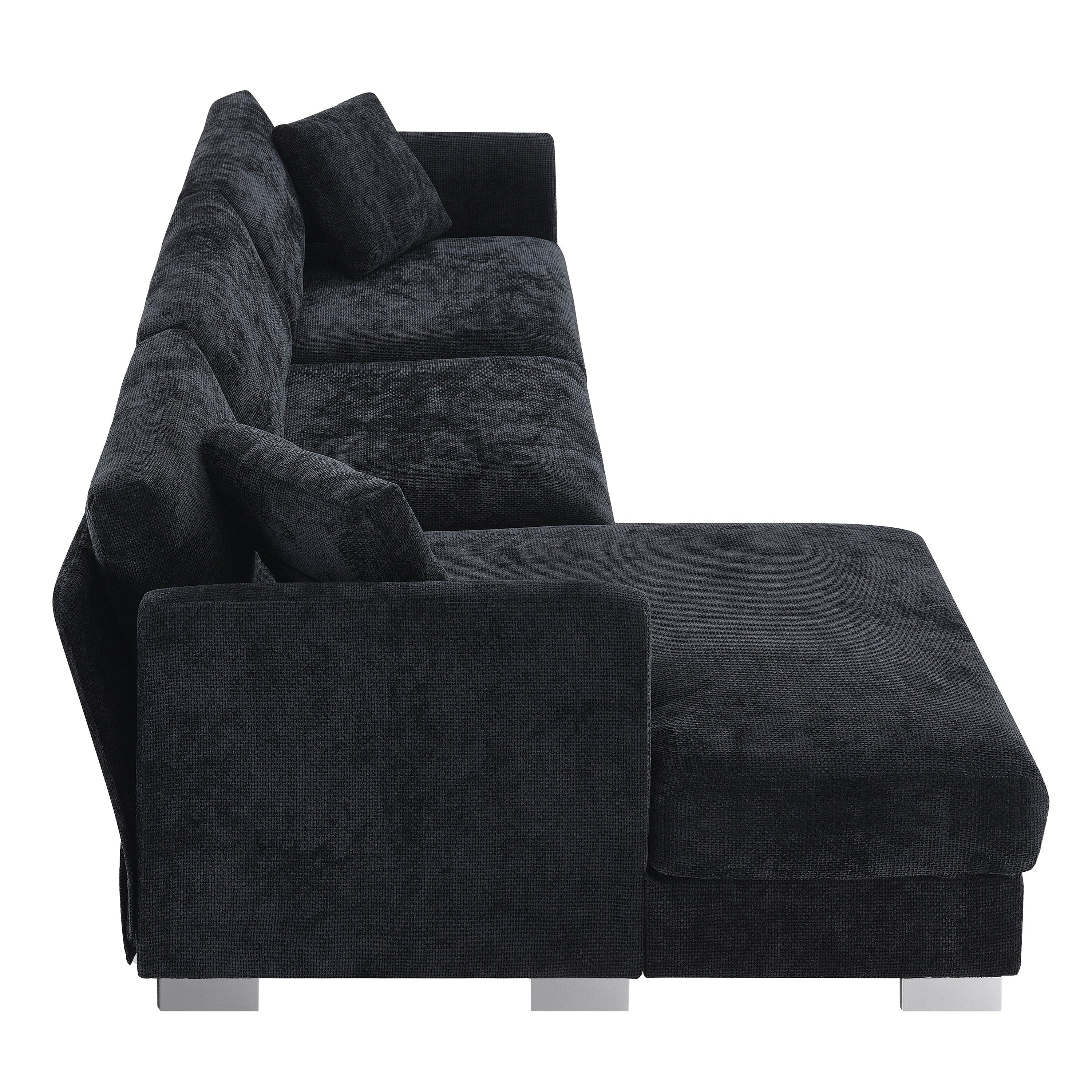 Cloud Sectional Sofa,L-Shaped Luxury Couch Set With 2 Free Pillows,4-Seat Chenille Indoor Furniture With Oversized Chaise