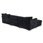 Cloud Sectional Sofa,L-Shaped Luxury Couch Set With 2 Free Pillows,4-Seat Chenille Indoor Furniture With Oversized Chaise
