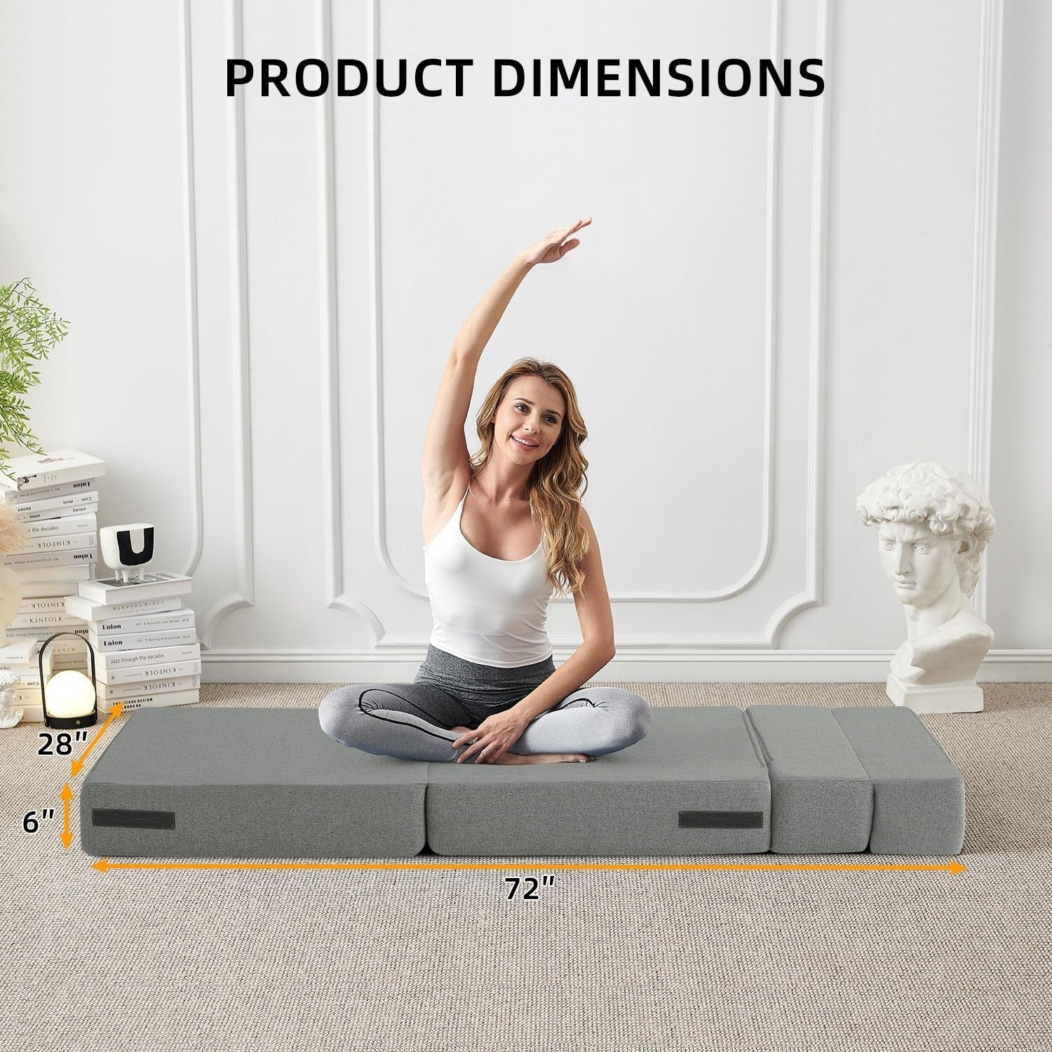 Convertible Folding Sofa Bed - Modern Linen Sleeper Chair with Pillow & Foldable Mattress for Living Room/Dorm/Guest