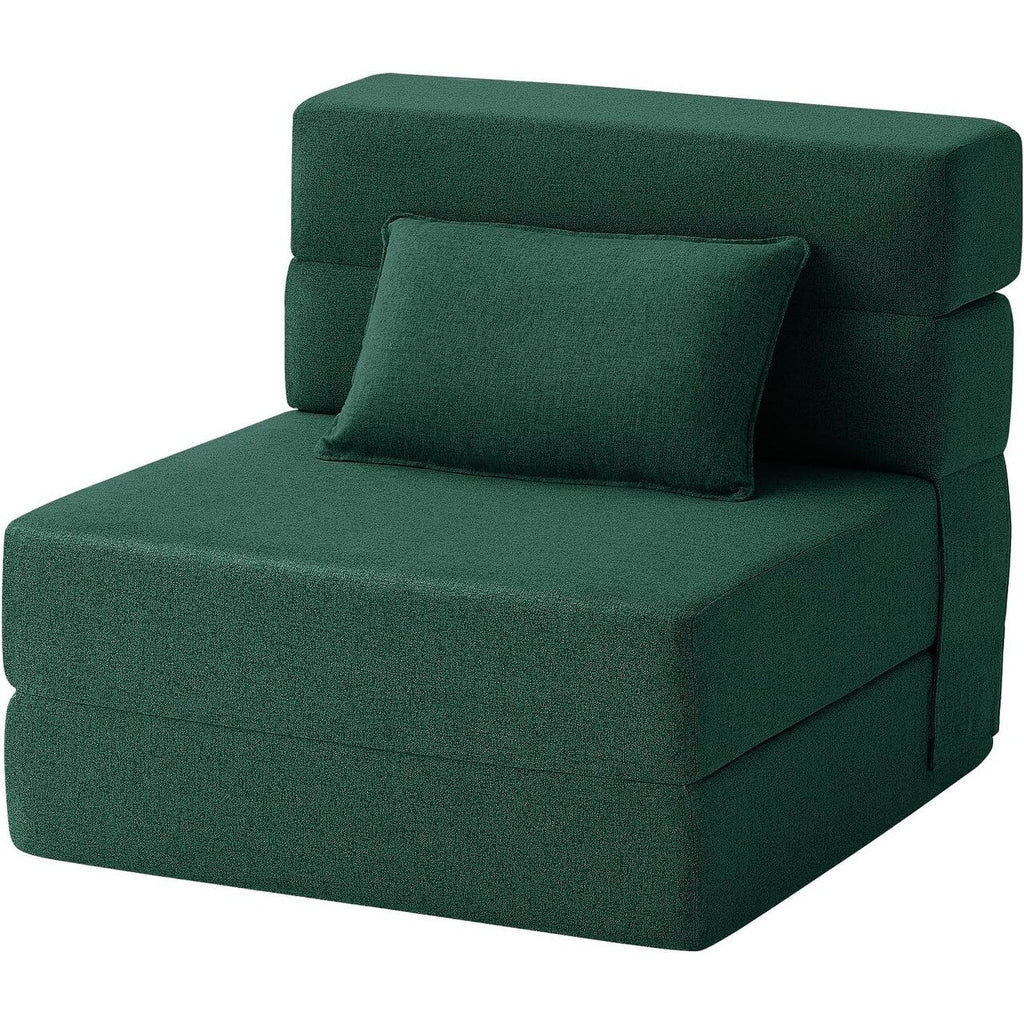 Convertible Folding Sofa Bed - Modern Linen Sleeper Chair with Pillow & Foldable Mattress for Living Room/Dorm/Guest