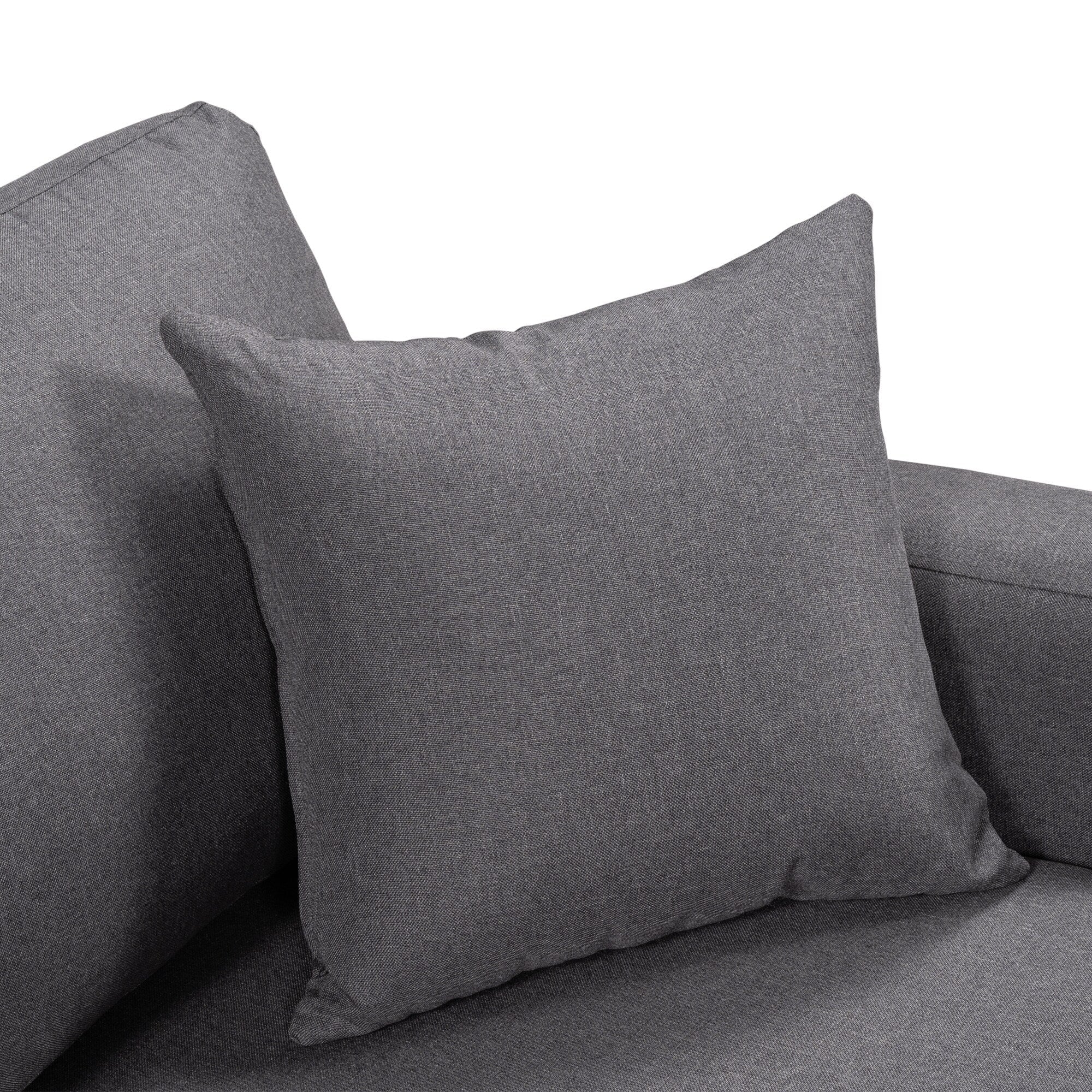 Convertible L-Shaped Sectional Sofa with Pull-Out Bed and Storage Space, 2 Tossing Cushions