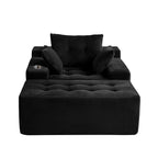 Corduroy Upholstered Memory Foam Sofa With Ottoman Upholstered Bean Bag Couch - 48.4Lx67.7Wx24.4H