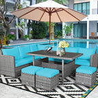 Costway 7 PCS Patio Rattan Dining Set Sectional Sofa Couch Ottoman - See Details