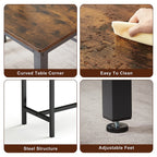 Dining Table Set, Wood Bar Table Set, Kitchen Table w/2 Benches - 3-Piece