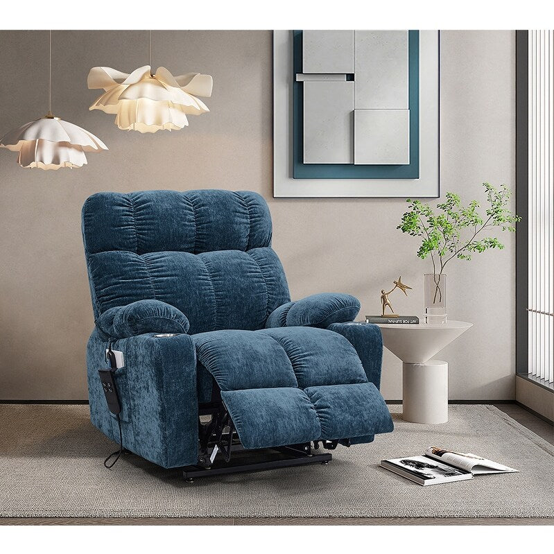 Dual OKIN Motor Lift Recliner for Seniors with Heating, Massage, 180¡ã Lay Flat, and Adjustable Backrest/Footrest