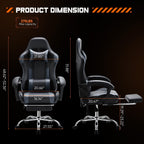 Ergonomic PU Leather 360¡ã Swivel Gaming Recliner with Footrest, Headrest, Lumbar Support, Adjustable Height