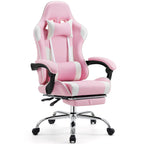 Ergonomic PU Leather 360¡ã Swivel Gaming Recliner with Footrest, Headrest, Lumbar Support, Adjustable Height