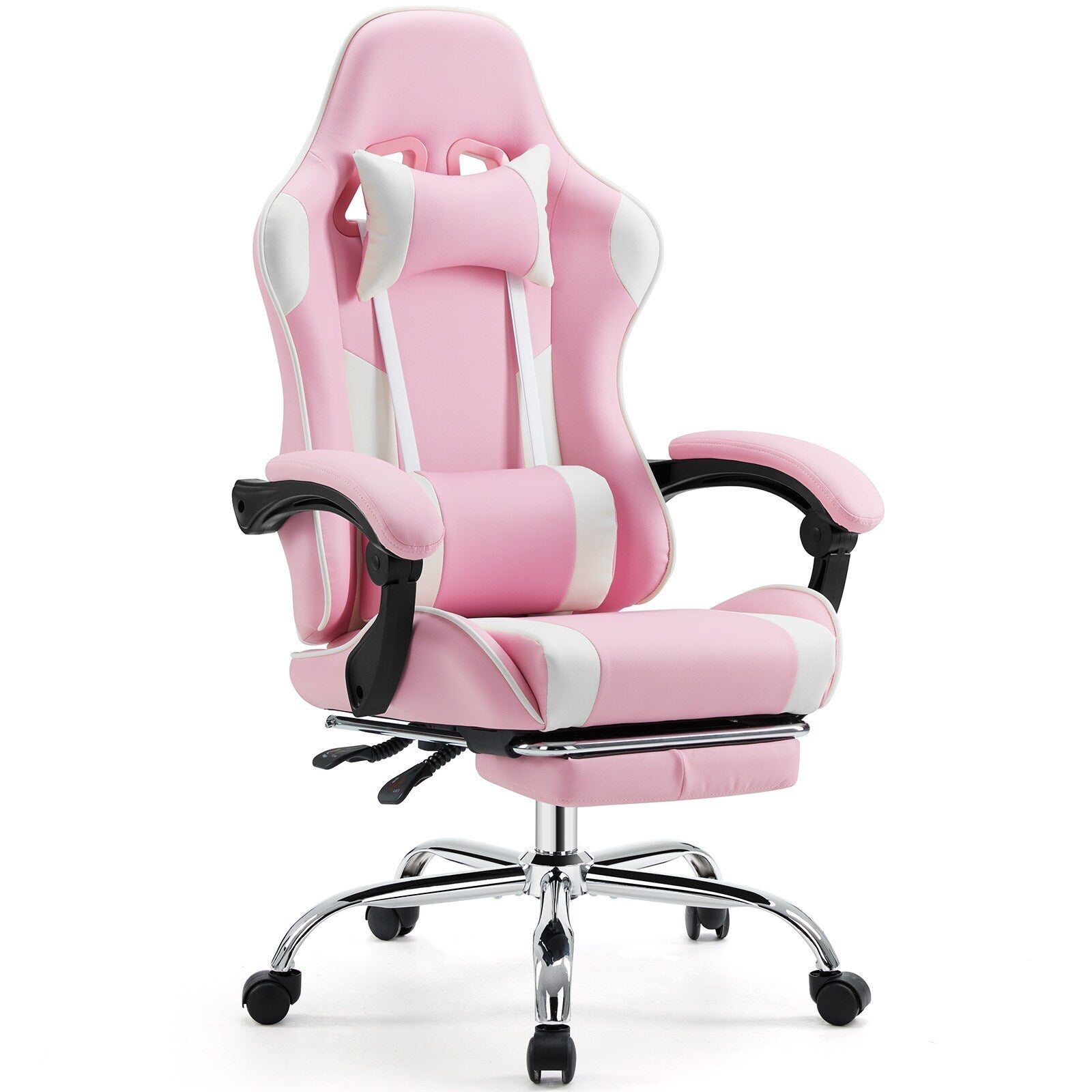 Ergonomic PU Leather 360¡ã Swivel Gaming Recliner with Footrest, Headrest, Lumbar Support, Adjustable Height