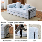 Floor Sofa Bed Convertible with Pillow Back Chenille Fabric for Living Room Bedroom