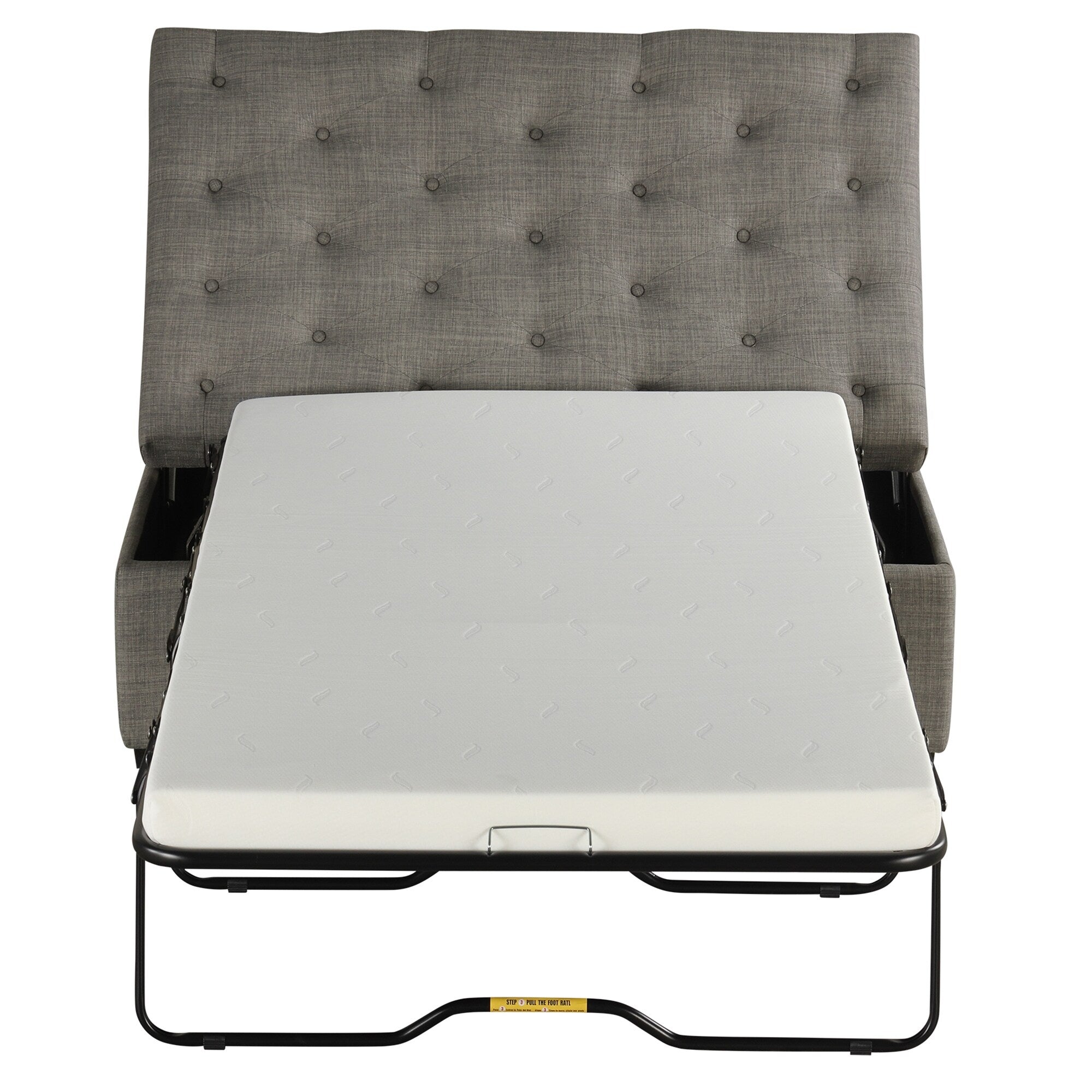 Folding Sofa Bed, 49.6 Ottoman with a Folding Sofa Bed, Convertible Ottoman Sleeper with Memory Mattress and Tufted Design