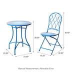 Glitzhome Outdoor Metal Folding Bistro Set 3PCS Patio Table Chairs