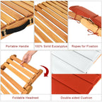 Gymax 2PCS Outdoor Folding Chaise Eucalyptus Lounge Chair w/ - See Details