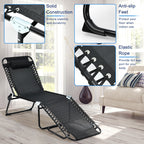 Gymax Folding Beach Lounger Chaise Lounge Chair w/ Pillow 4-Level