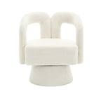 HOMEFUN Boucle Upholstered 360 Degree Swivel Cuddle Barrel Accent Chairs