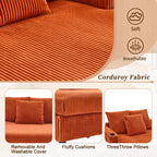 HOMEFUN Corduroy Upholstered Oversized RGB LED Light Recliner Sofa Bed with Cup Holder,USB&3 Pillows