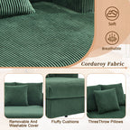 HOMEFUN Corduroy Upholstered Oversized RGB LED Light Recliner Sofa Bed with Cup Holder,USB&3 Pillows