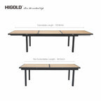 Heck 13 Pieces FSC Teak Aluminum Outdoor Dining Set for 12 Person, Extendable Table and Stackable Chair, Charcoal Black