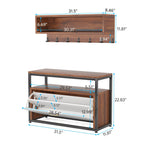 Entryway Coat Rack Shoe Bench Set, Industrial Hall Tree Coat Shoe Rack