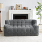 Liyasi 2 Seater Full Compression Sofa Beige Lychee Velvet No Assembly Required