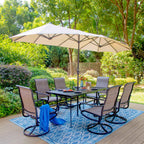 MAISON ARTS 8 PCS Patio Dining Set with 13ft Patio Umbrella