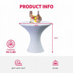 Mixoy Changing Colors LED Cocktail Table,Rechargeable Light Up Wine Table Cordless Pub Table,Home Patio Pool Ambiance Furniture