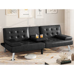 Moasis Faux Leather Futon Sofa Bed Modern Folding Futon Set - 64 L x 30 W x 26 H